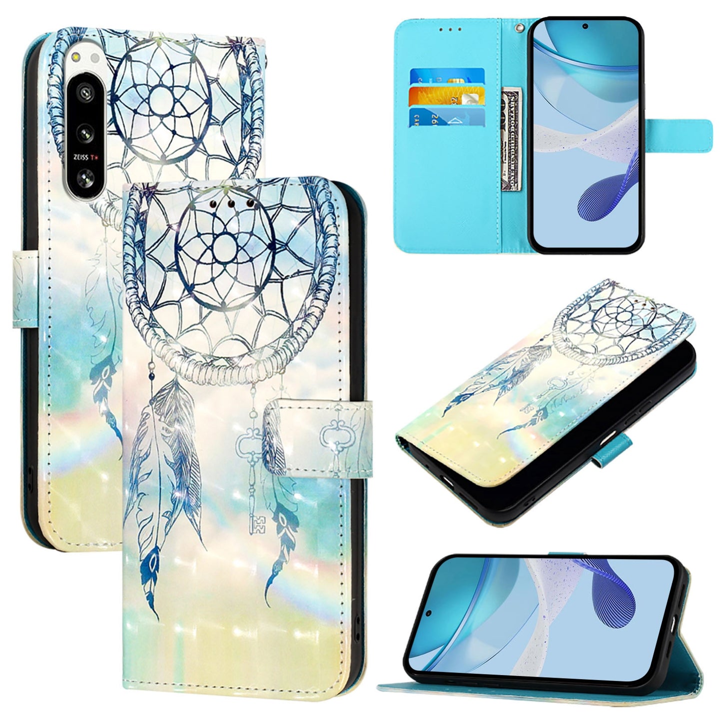 Sony Xperia 5 IV Leather Flip Phone Case with 3D Painted Design, Card Holder, Wallet & Stand Function - Durable Protection & Easy Access