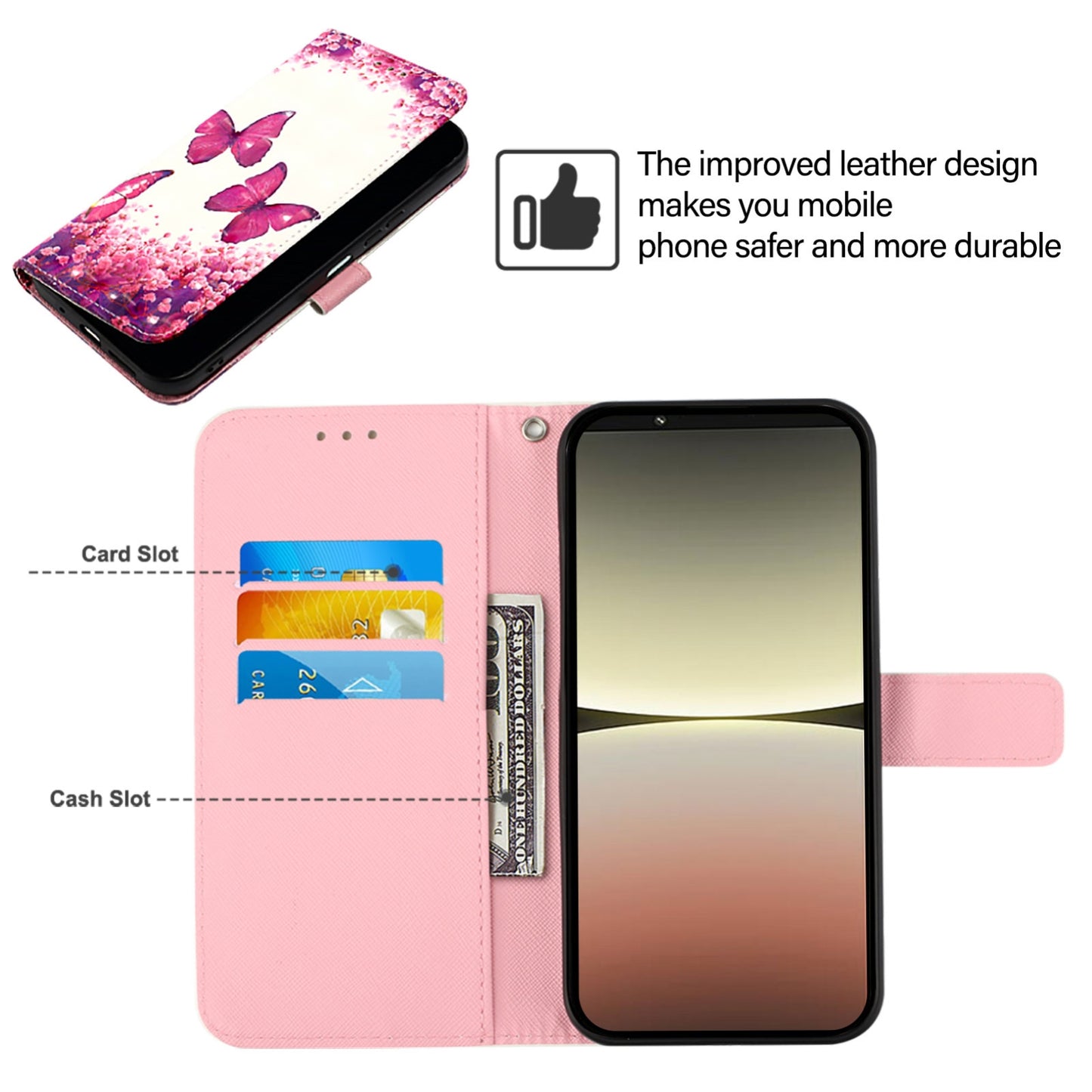 Sony Xperia 5 V Leather Flip Phone Case with 3D Painted Design, Card Holder, Wallet & Stand Function - Durable Protection & Easy Access