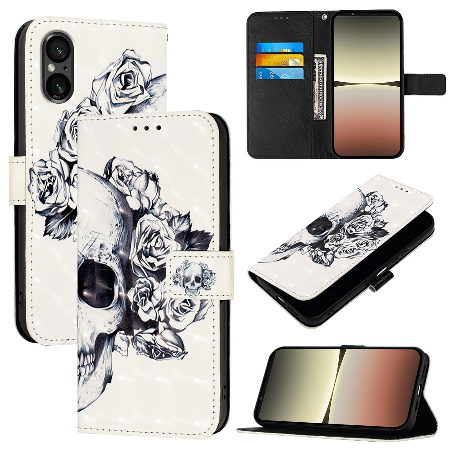 Sony Xperia 5 V Leather Flip Phone Case with 3D Painted Design, Card Holder, Wallet & Stand Function - Durable Protection & Easy Access