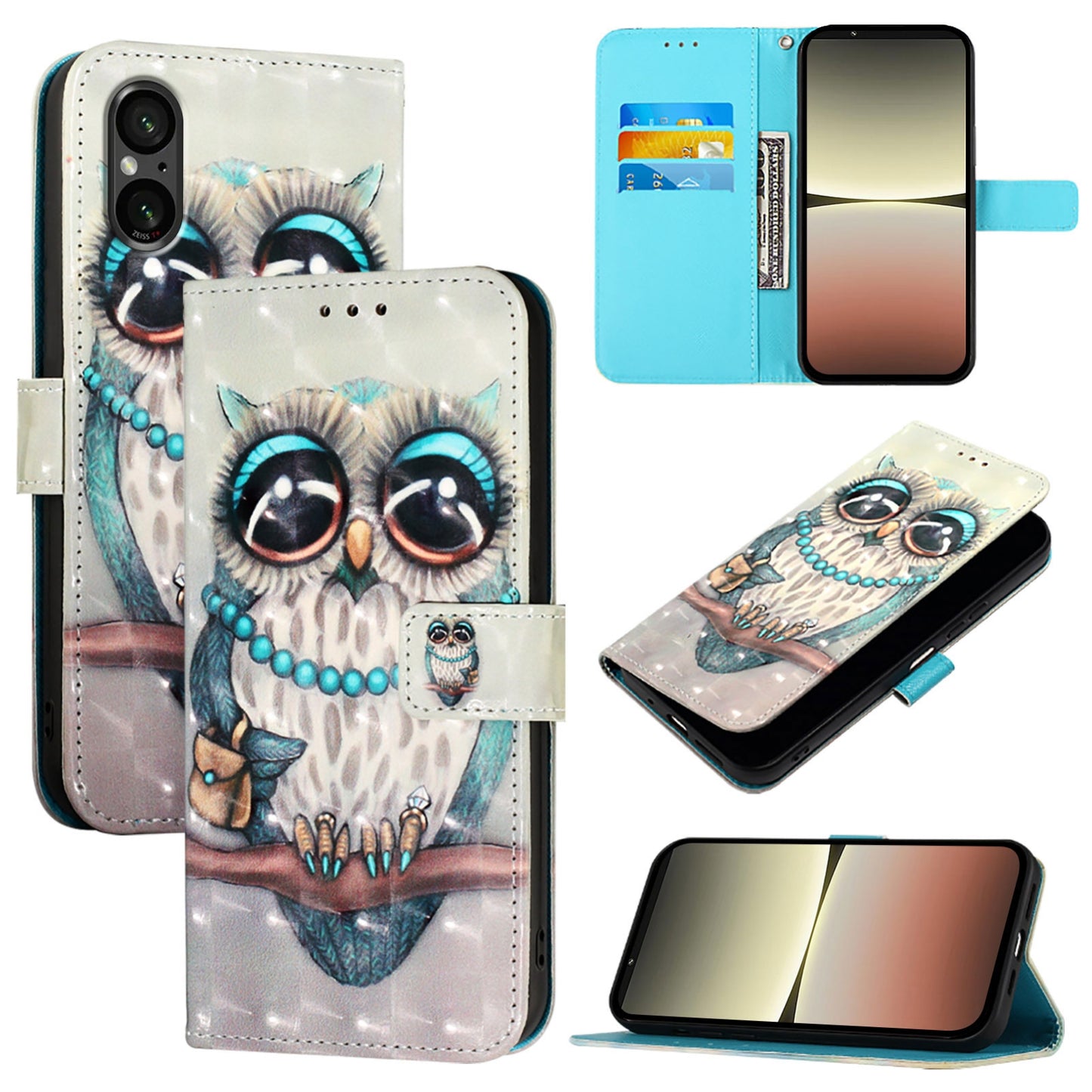 Sony Xperia 5 V Leather Flip Phone Case with 3D Painted Design, Card Holder, Wallet & Stand Function - Durable Protection & Easy Access