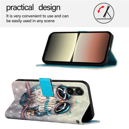 Sony Xperia 5 V Leather Flip Phone Case with 3D Painted Design, Card Holder, Wallet & Stand Function - Durable Protection & Easy Access