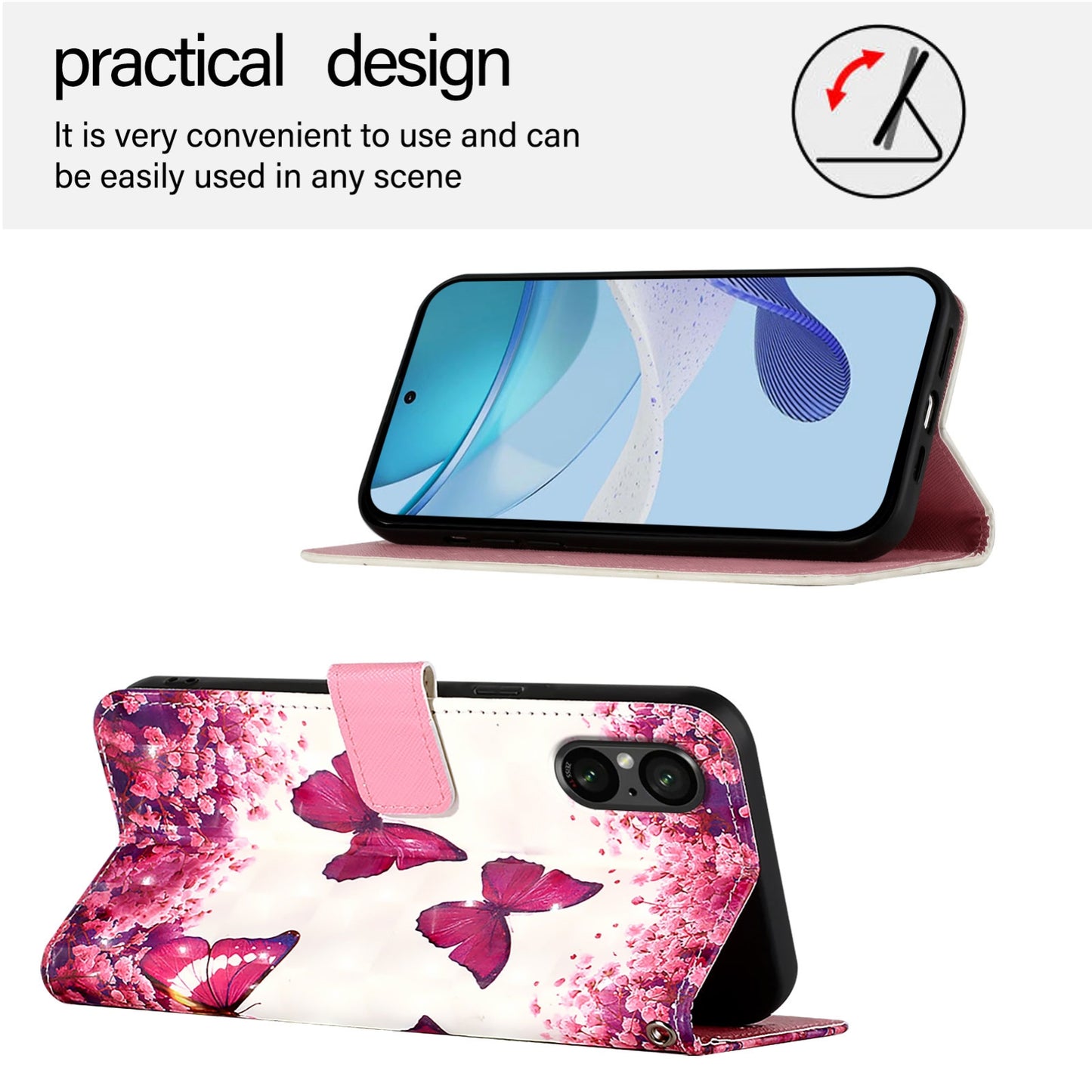 Sony Xperia 5 VI Leather Flip Phone Case with 3D Painted Design, Card Holder, Wallet & Stand Function - Durable Protection & Easy Access