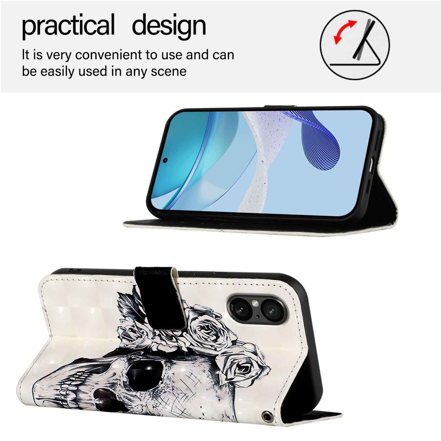 Sony Xperia 5 VI Leather Flip Phone Case with 3D Painted Design, Card Holder, Wallet & Stand Function - Durable Protection & Easy Access