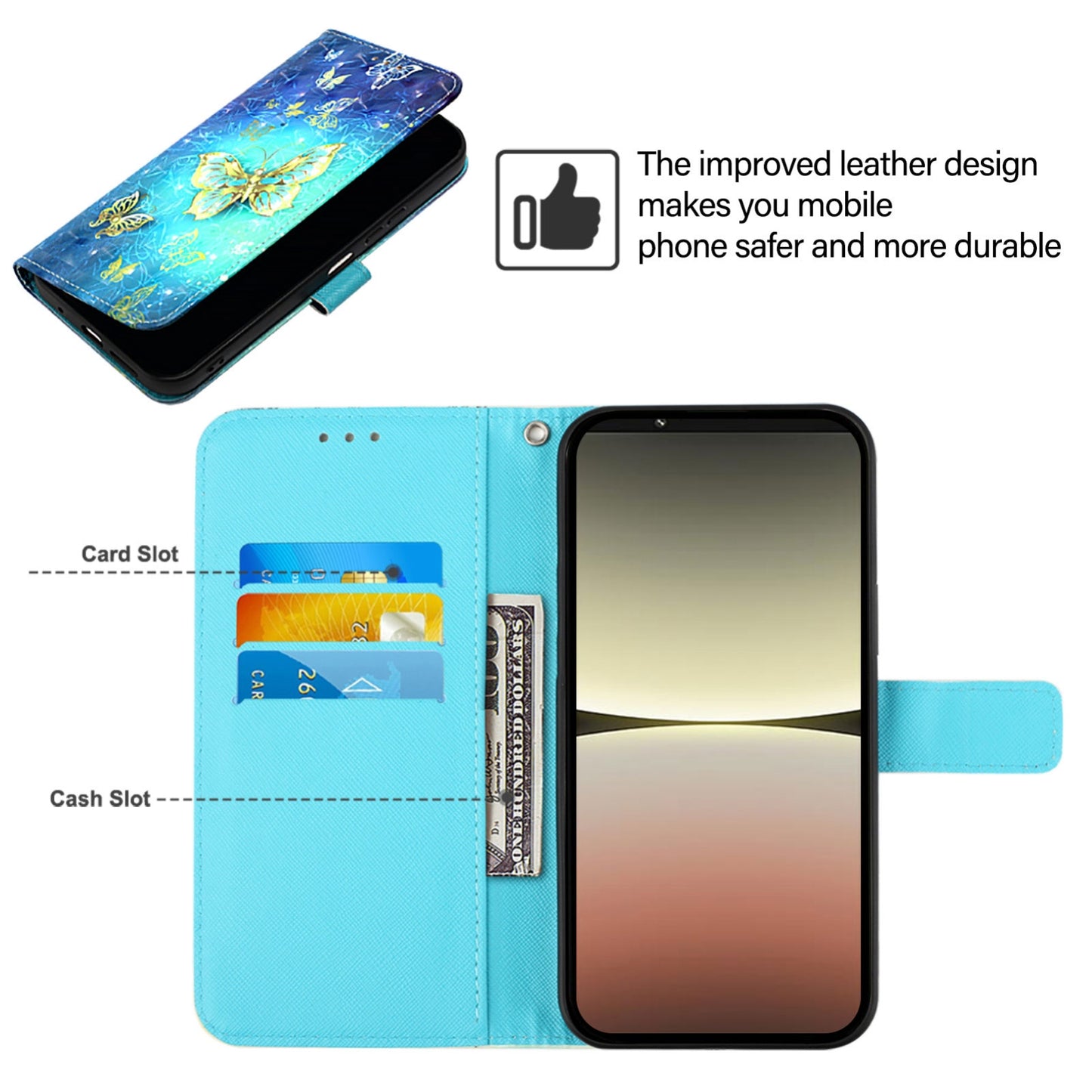 Sony Xperia 10 V Leather Flip Phone Case with 3D Painted Design, Card Holder, Wallet & Stand Function - Durable Protection & Easy Access