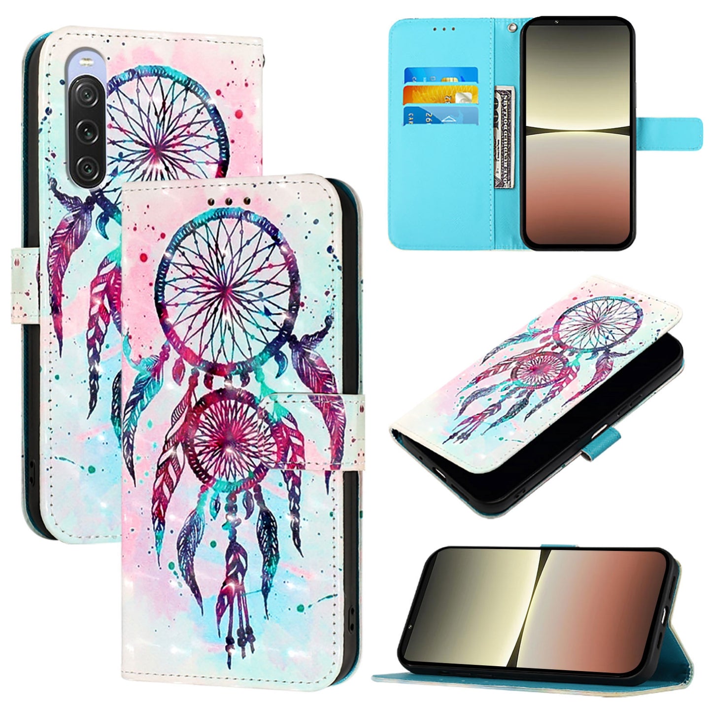 Sony Xperia 10 V Leather Flip Phone Case with 3D Painted Design, Card Holder, Wallet & Stand Function - Durable Protection & Easy Access