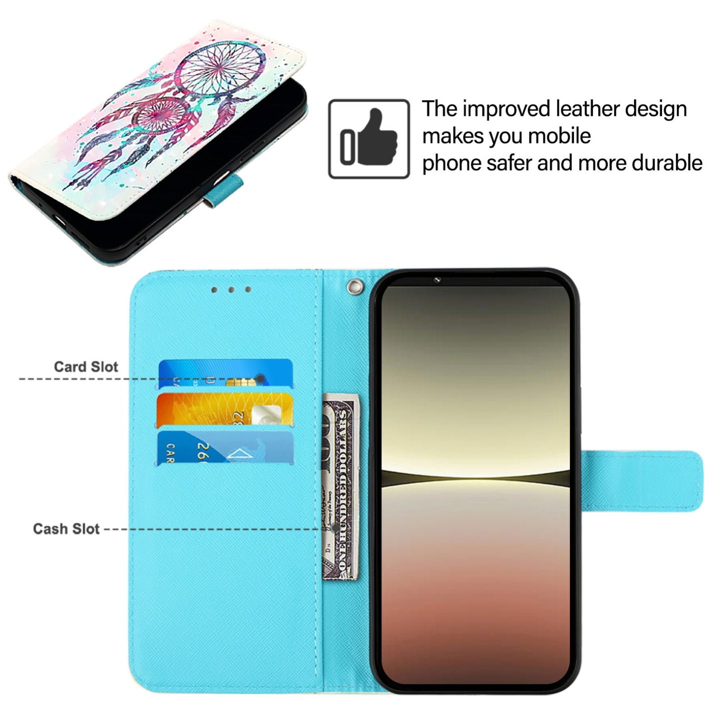 Sony Xperia 10 V Leather Flip Phone Case with 3D Painted Design, Card Holder, Wallet & Stand Function - Durable Protection & Easy Access