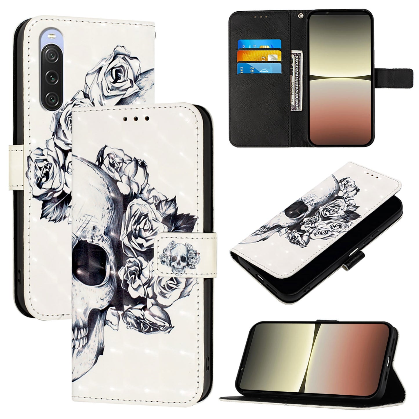 Sony Xperia 10 V Leather Flip Phone Case with 3D Painted Design, Card Holder, Wallet & Stand Function - Durable Protection & Easy Access