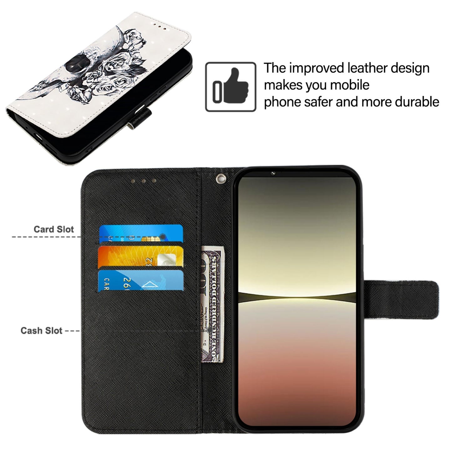 Sony Xperia 10 V Leather Flip Phone Case with 3D Painted Design, Card Holder, Wallet & Stand Function - Durable Protection & Easy Access