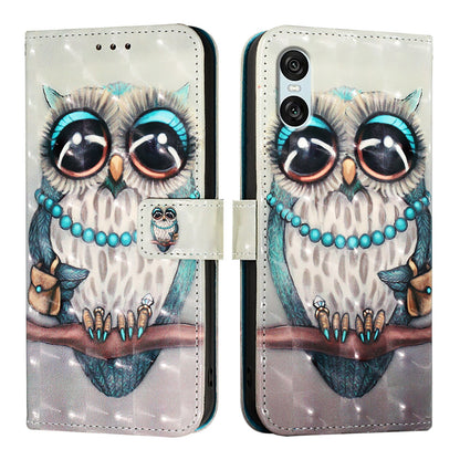 Sony Xperia 10 VI Leather Flip Phone Case with 3D Painted Design, Card Holder, Wallet & Stand Function - Durable Protection & Easy Access