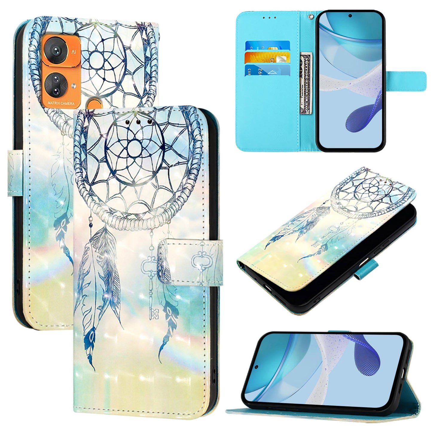 Oukitel C33 Leather Flip Phone Case with 3D Painted Design, Card Holder, Wallet & Stand Function - Durable Protection & Easy Access