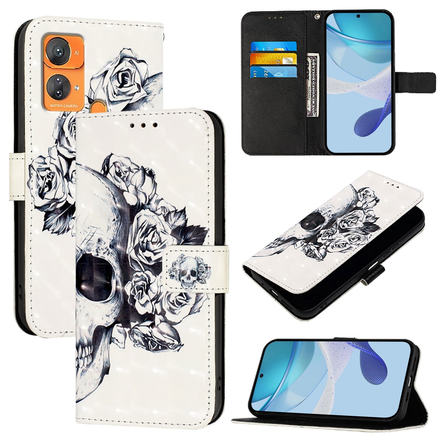 Oukitel C33 Leather Flip Phone Case with 3D Painted Design, Card Holder, Wallet & Stand Function - Durable Protection & Easy Access