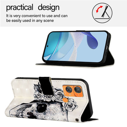 Oukitel C33 Leather Flip Phone Case with 3D Painted Design, Card Holder, Wallet & Stand Function - Durable Protection & Easy Access