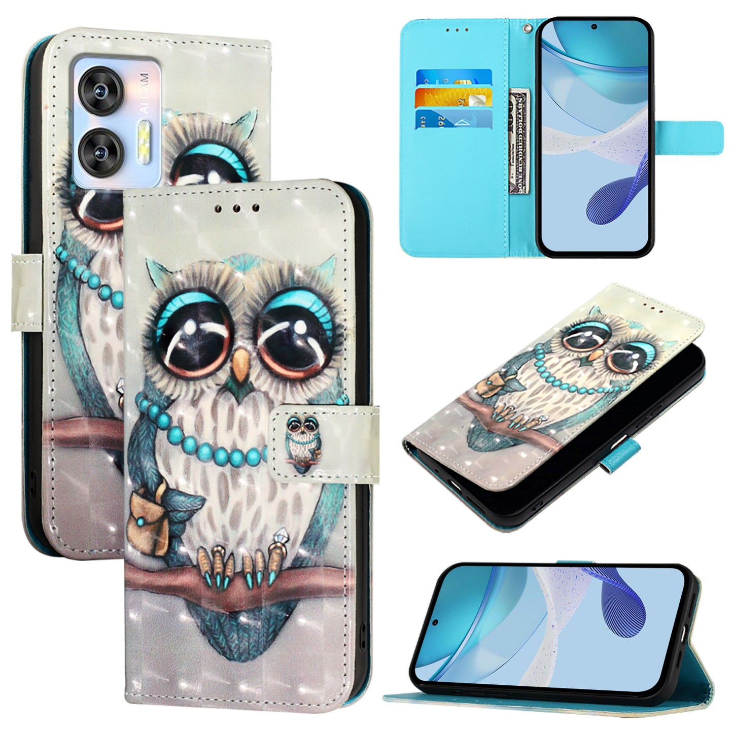 Oukitel C35 Leather Flip Phone Case with 3D Painted Design, Card Holder, Wallet & Stand Function - Durable Protection & Easy Access