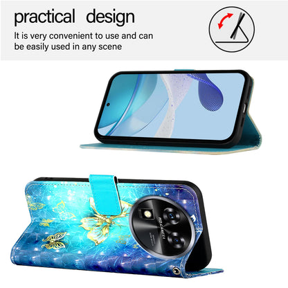 Oukitel C37 Leather Flip Phone Case with 3D Painted Design, Card Holder, Wallet & Stand Function - Durable Protection & Easy Access