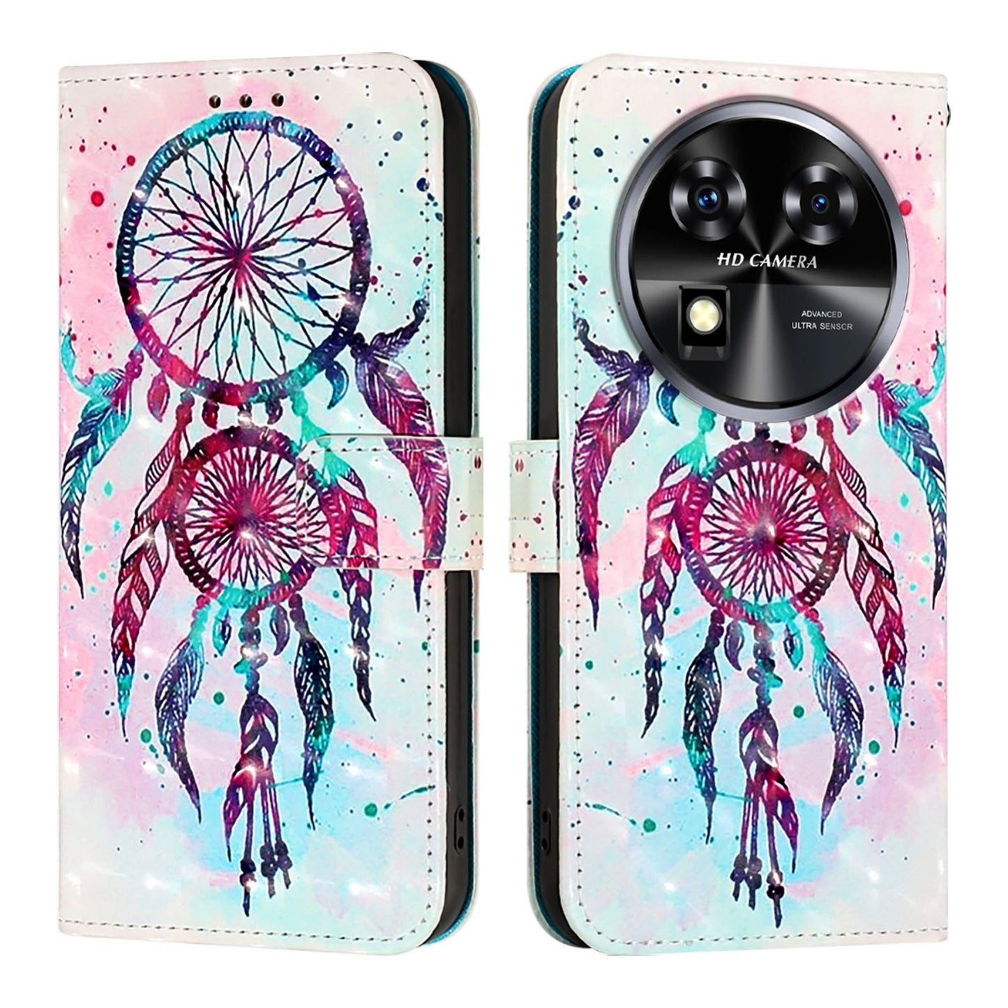 Oukitel C37 Leather Flip Phone Case with 3D Painted Design, Card Holder, Wallet & Stand Function - Durable Protection & Easy Access