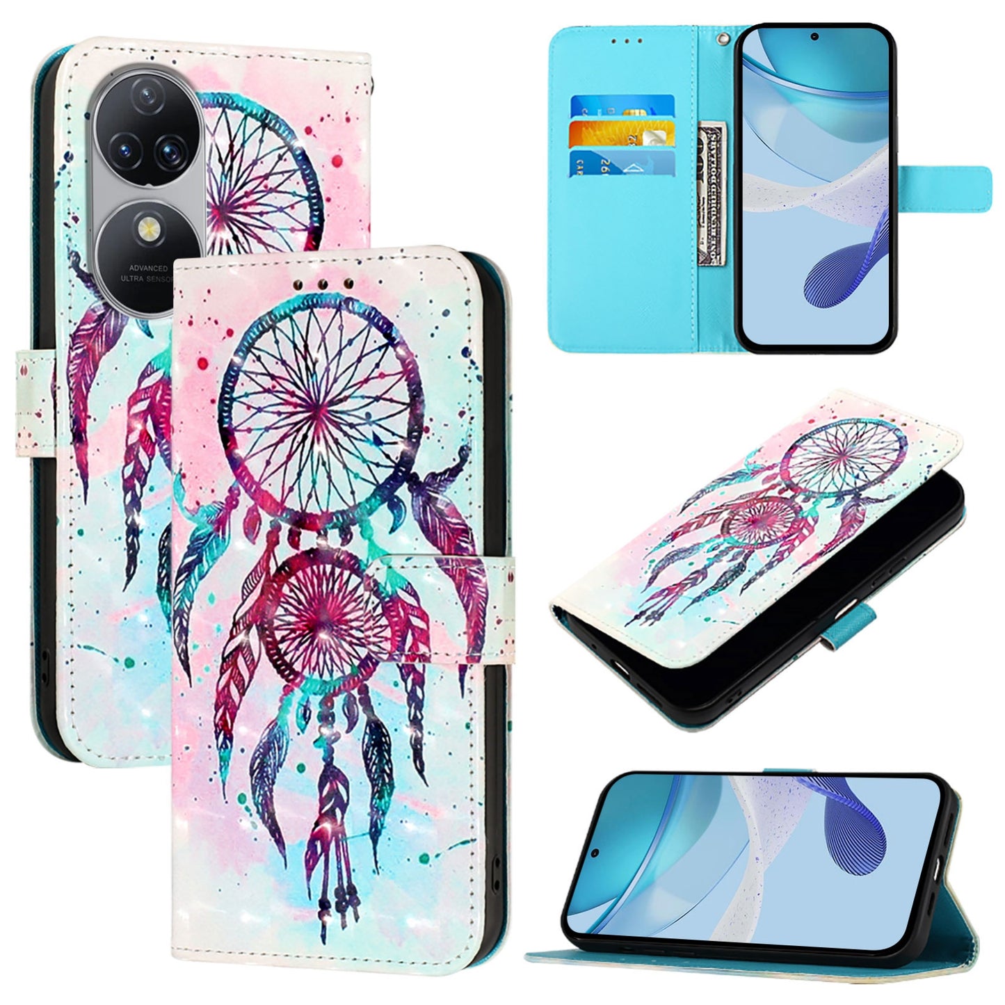 Oukitel C38 Leather Flip Phone Case with 3D Painted Design, Card Holder, Wallet & Stand Function - Durable Protection & Easy Access