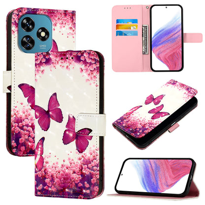 Oukitel C51 Leather Flip Phone Case with 3D Painted Design, Card Holder, Wallet & Stand Function - Durable Protection & Easy Access