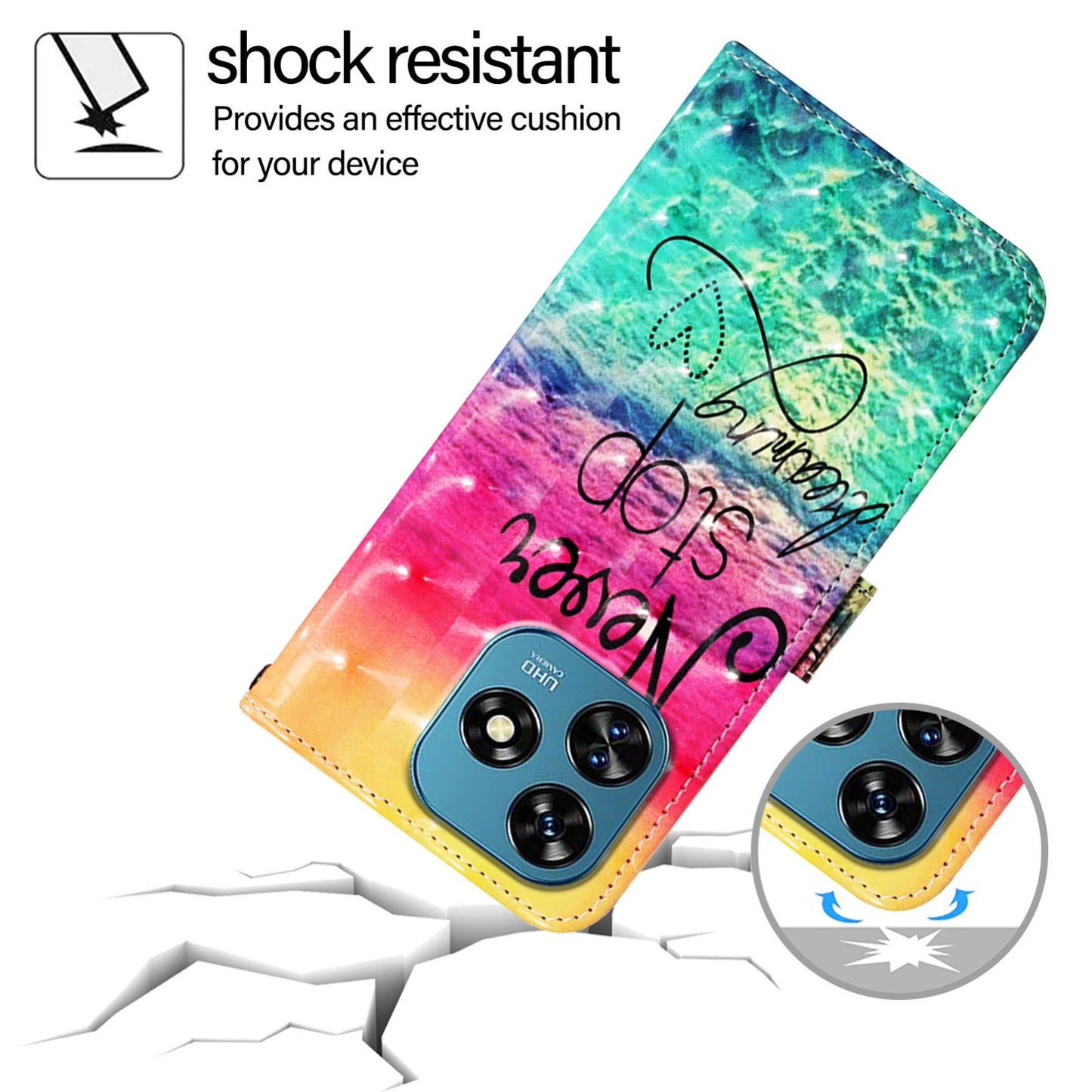 Oukitel C51 Leather Flip Phone Case with 3D Painted Design, Card Holder, Wallet & Stand Function - Durable Protection & Easy Access