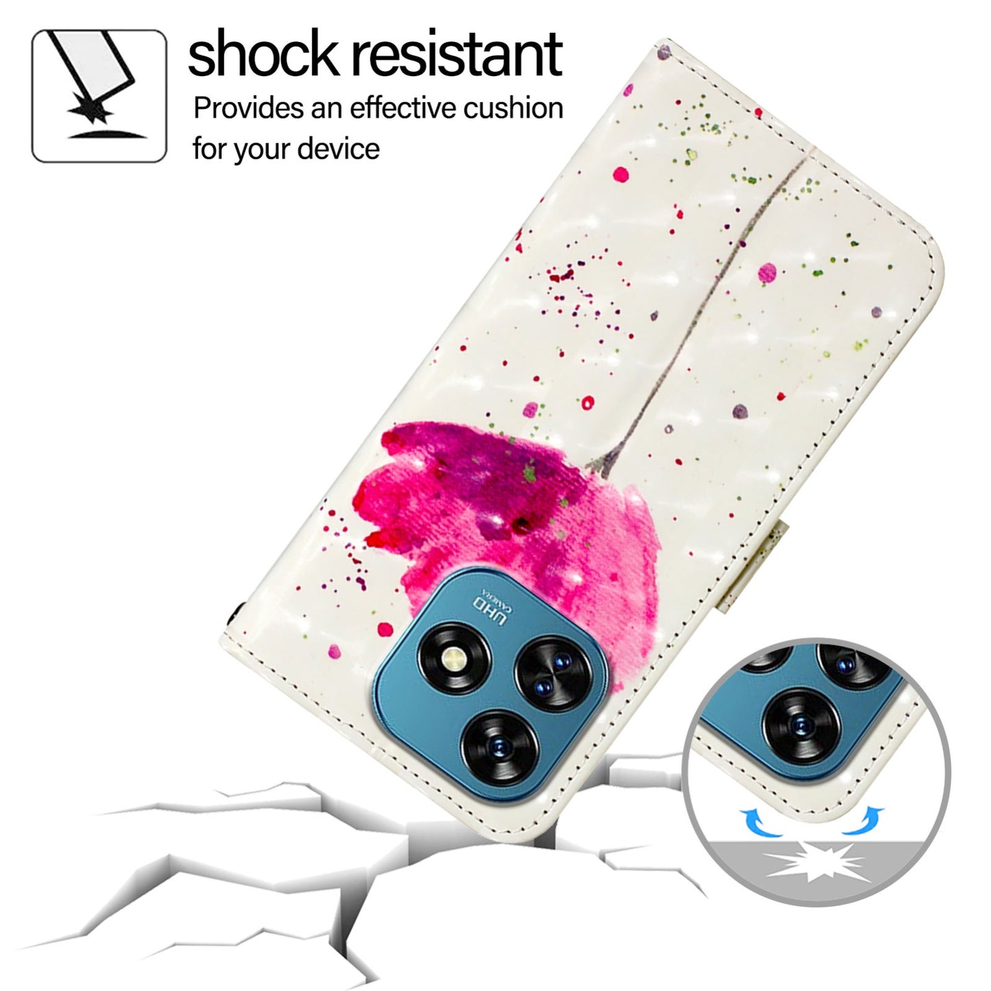 Oukitel C51 Leather Flip Phone Case with 3D Painted Design, Card Holder, Wallet & Stand Function - Durable Protection & Easy Access