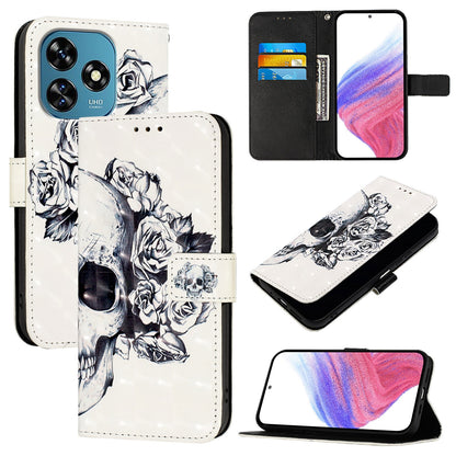 Oukitel C51 Leather Flip Phone Case with 3D Painted Design, Card Holder, Wallet & Stand Function - Durable Protection & Easy Access
