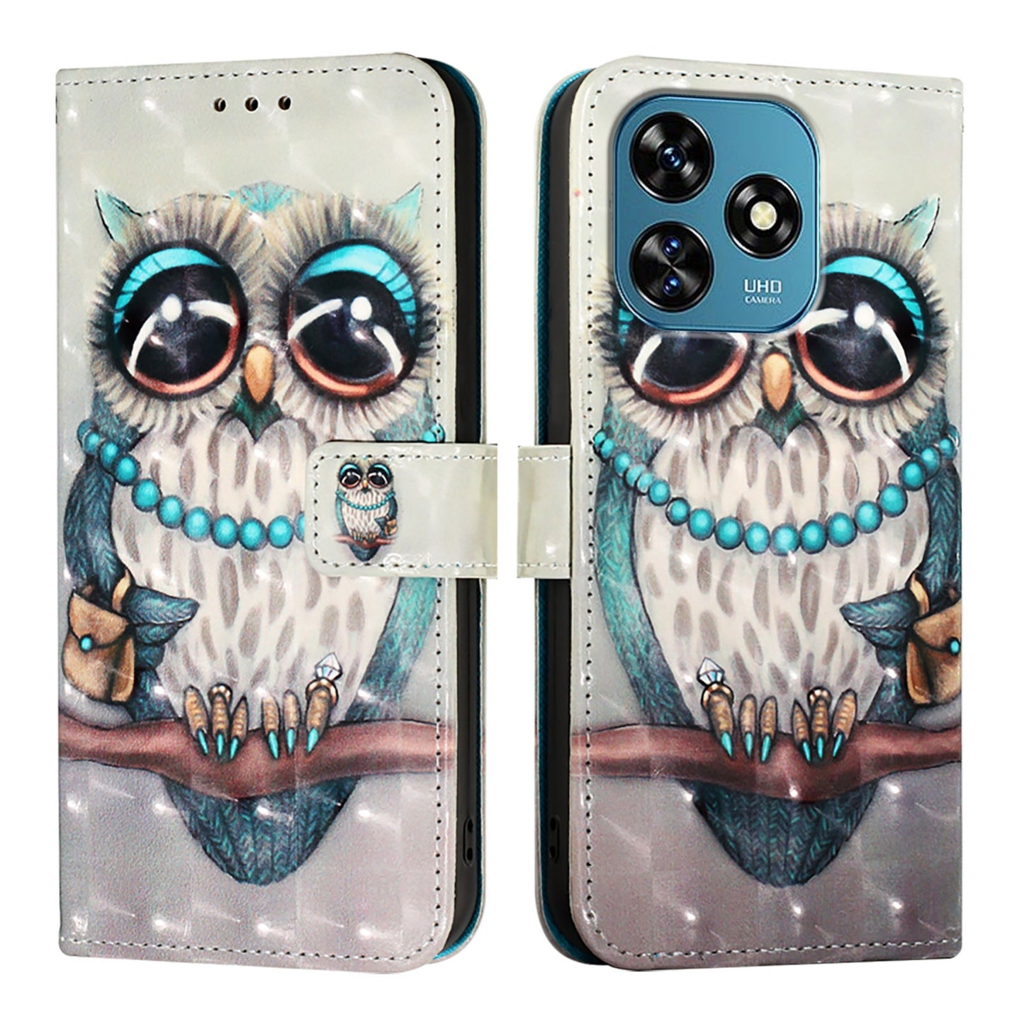 Oukitel C51 Leather Flip Phone Case with 3D Painted Design, Card Holder, Wallet & Stand Function - Durable Protection & Easy Access