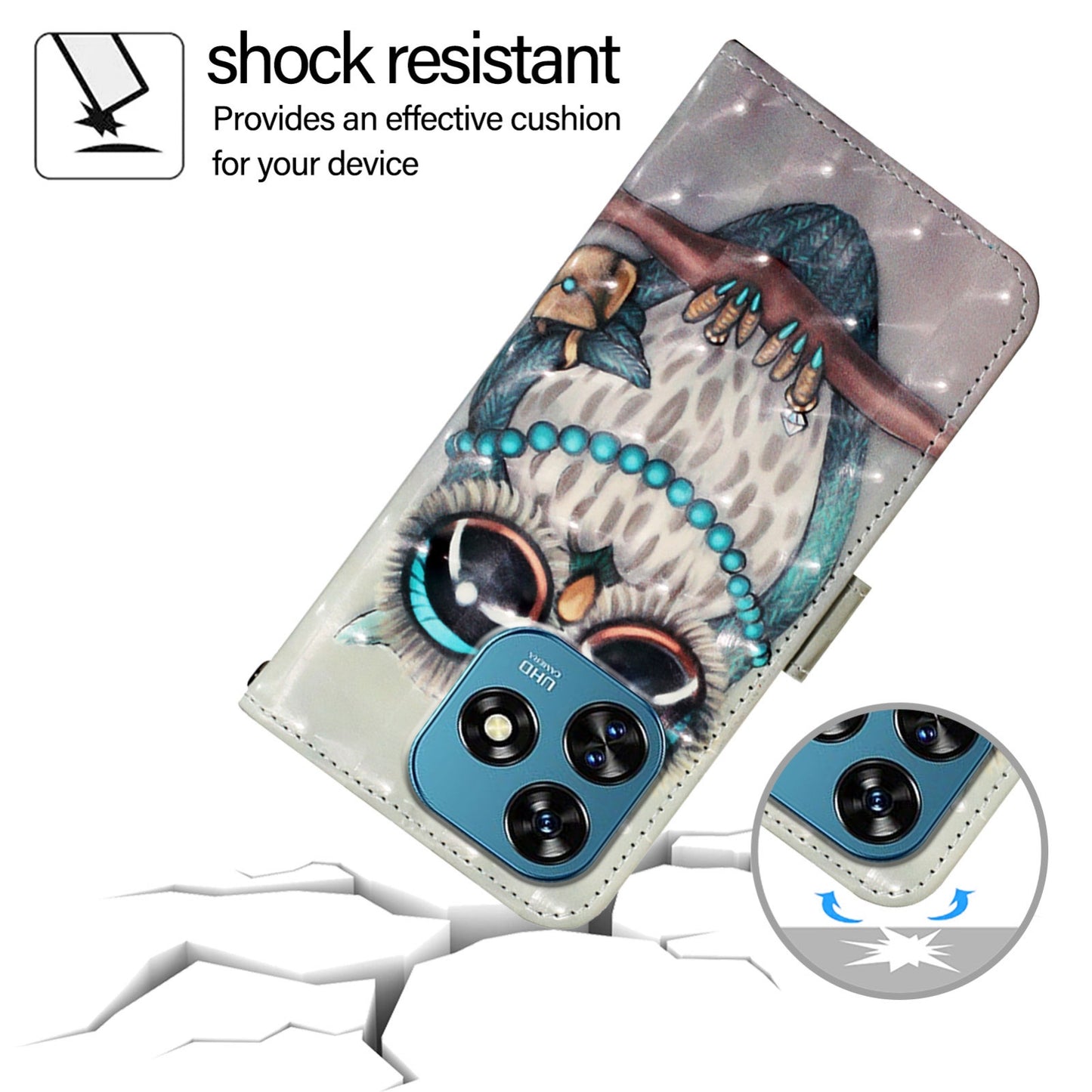 Oukitel C51 Leather Flip Phone Case with 3D Painted Design, Card Holder, Wallet & Stand Function - Durable Protection & Easy Access