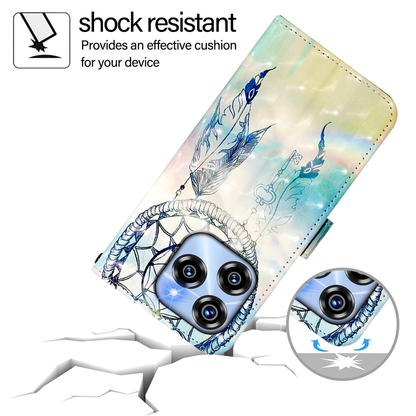 Oukitel C50 Leather Flip Phone Case with 3D Painted Design, Card Holder, Wallet & Stand Function - Durable Protection & Easy Access