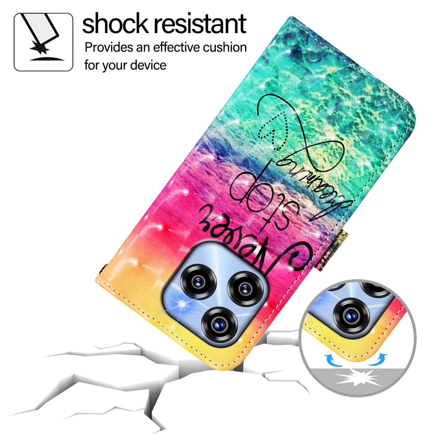 Oukitel C50 Leather Flip Phone Case with 3D Painted Design, Card Holder, Wallet & Stand Function - Durable Protection & Easy Access