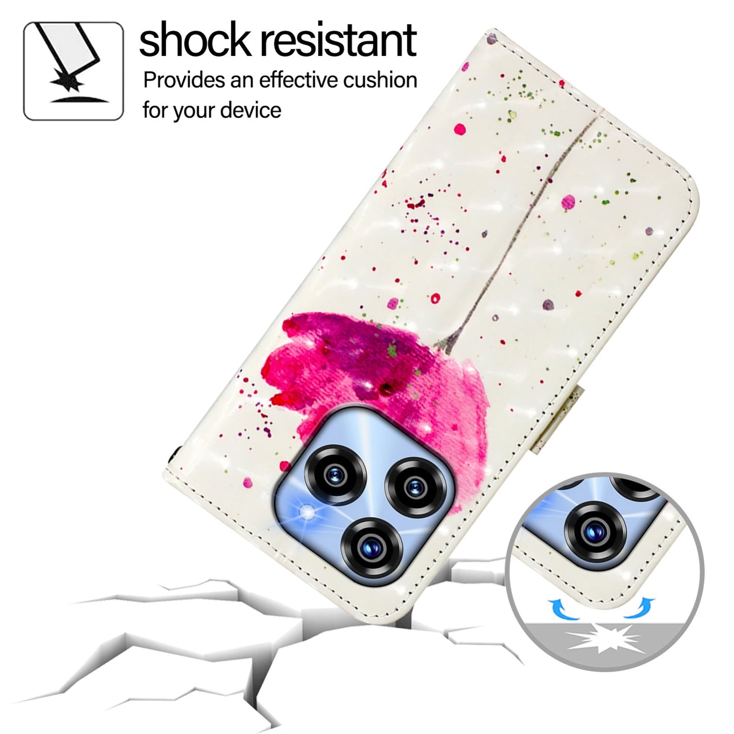 Oukitel C50 Leather Flip Phone Case with 3D Painted Design, Card Holder, Wallet & Stand Function - Durable Protection & Easy Access