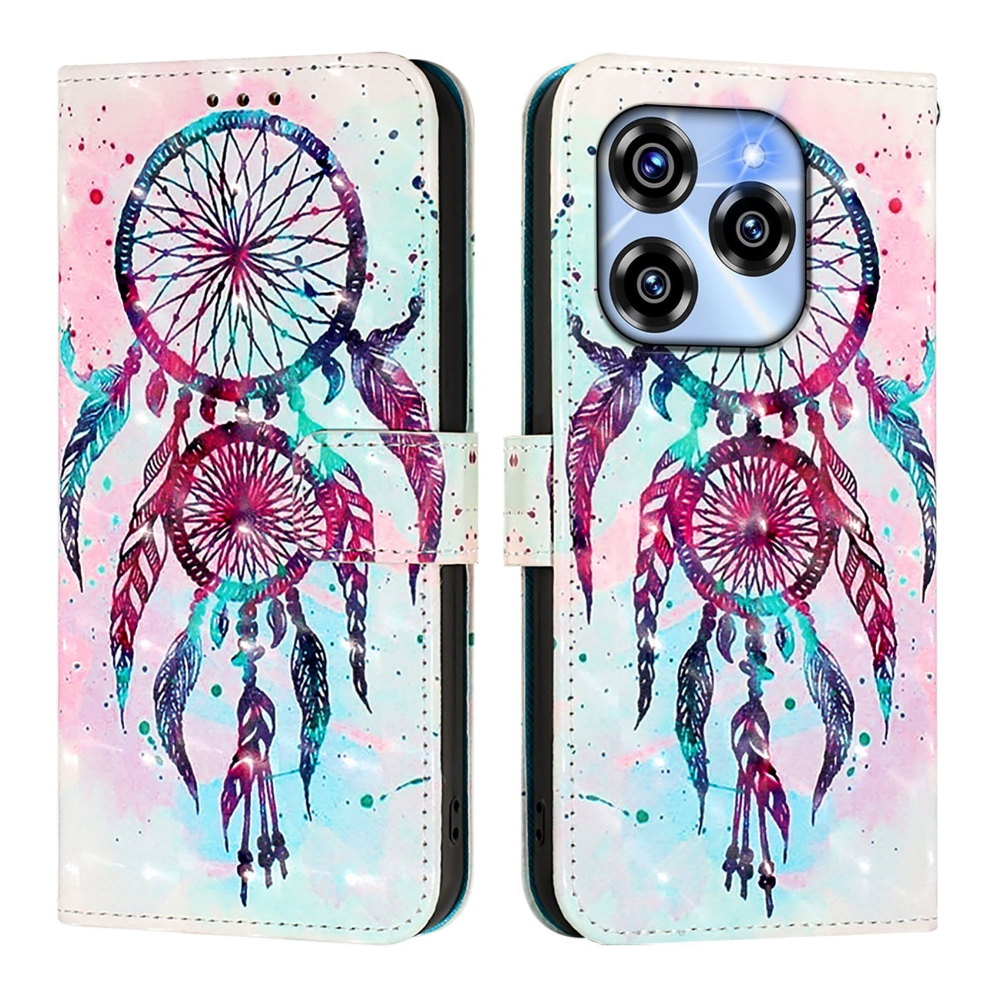 Oukitel C50 Leather Flip Phone Case with 3D Painted Design, Card Holder, Wallet & Stand Function - Durable Protection & Easy Access