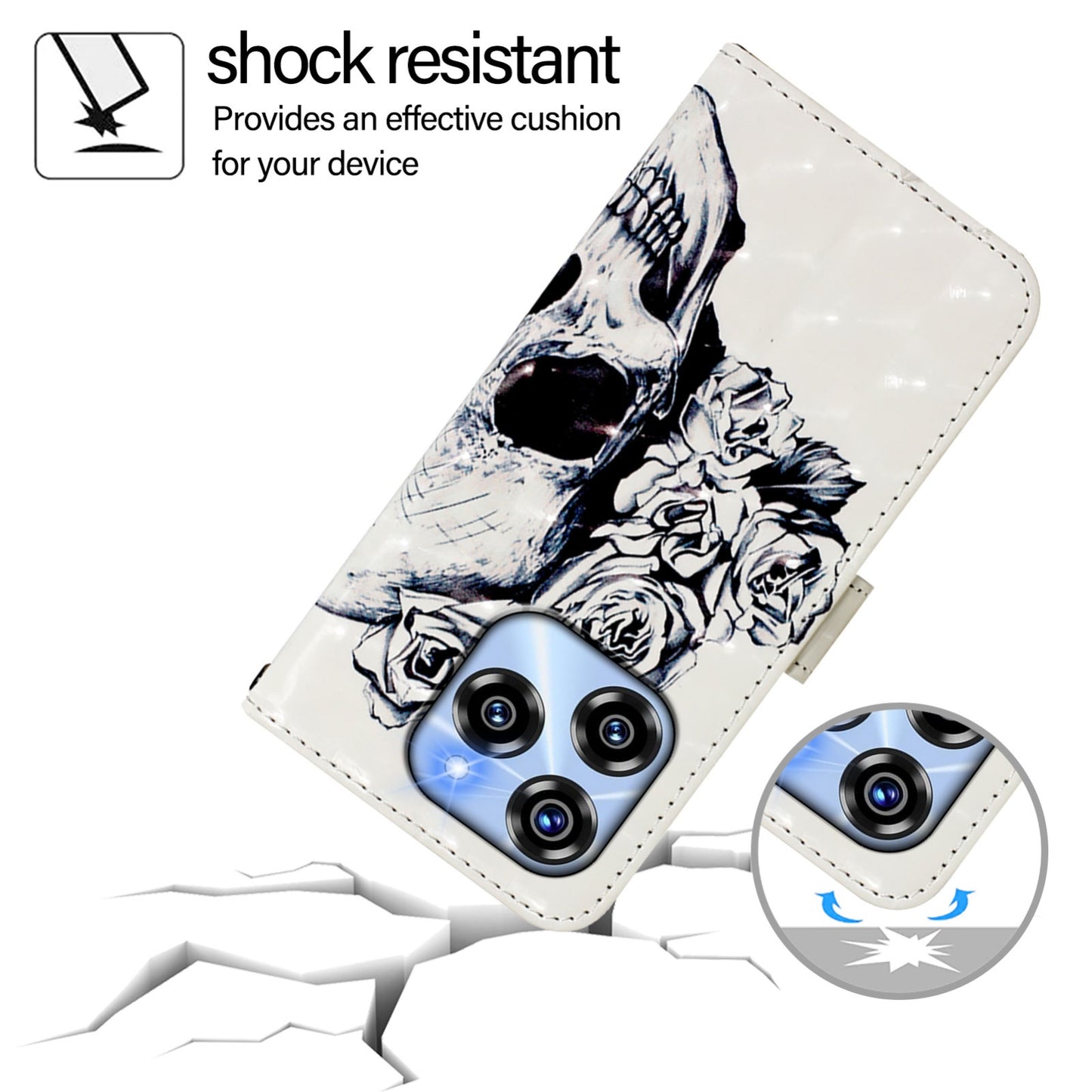 Oukitel C50 Leather Flip Phone Case with 3D Painted Design, Card Holder, Wallet & Stand Function - Durable Protection & Easy Access