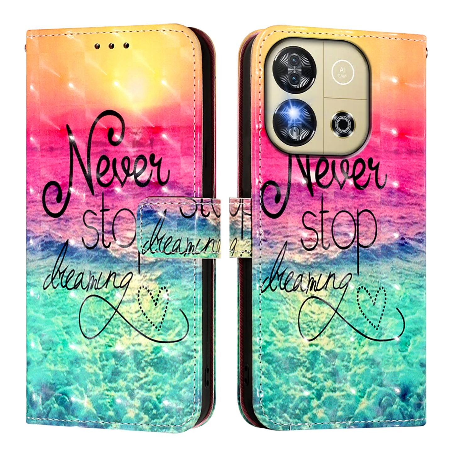 Oukitel C57s Leather Flip Phone Case with 3D Painted Design, Card Holder, Wallet & Stand Function - Durable Protection & Easy Access