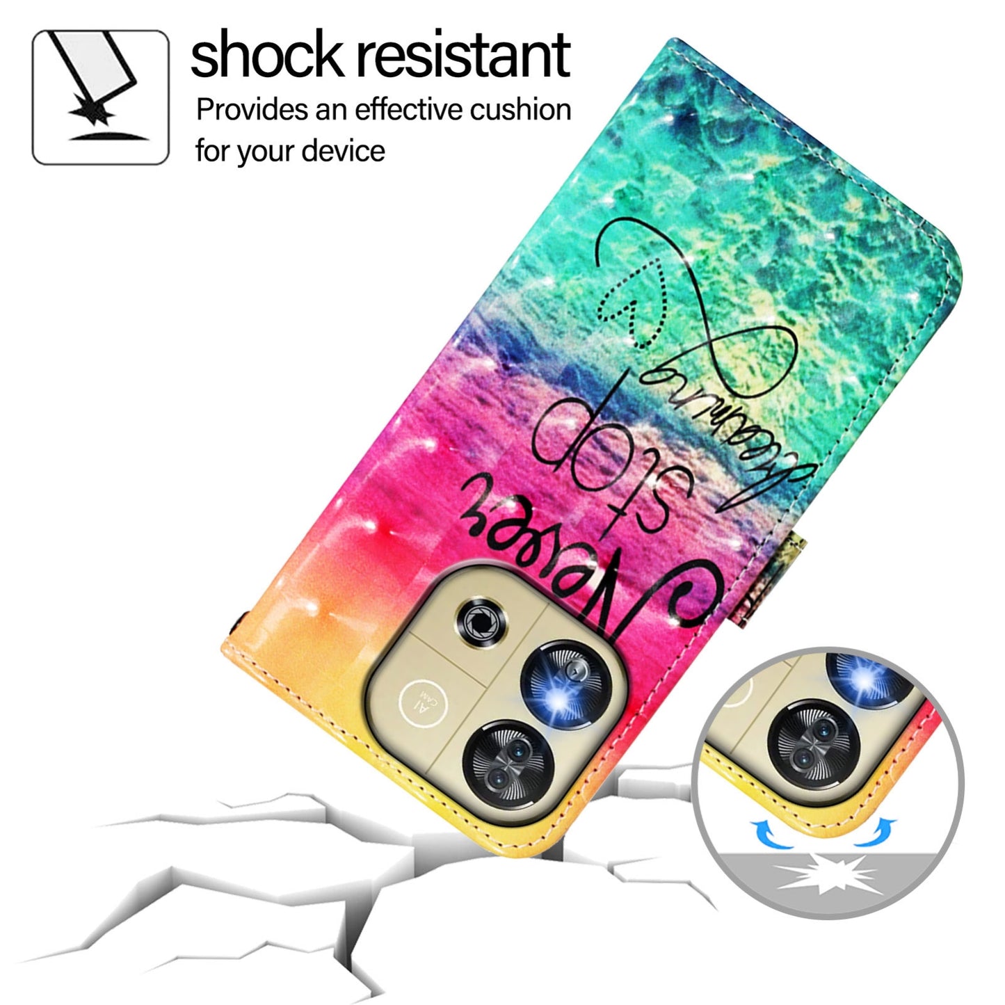 Oukitel C57s Leather Flip Phone Case with 3D Painted Design, Card Holder, Wallet & Stand Function - Durable Protection & Easy Access