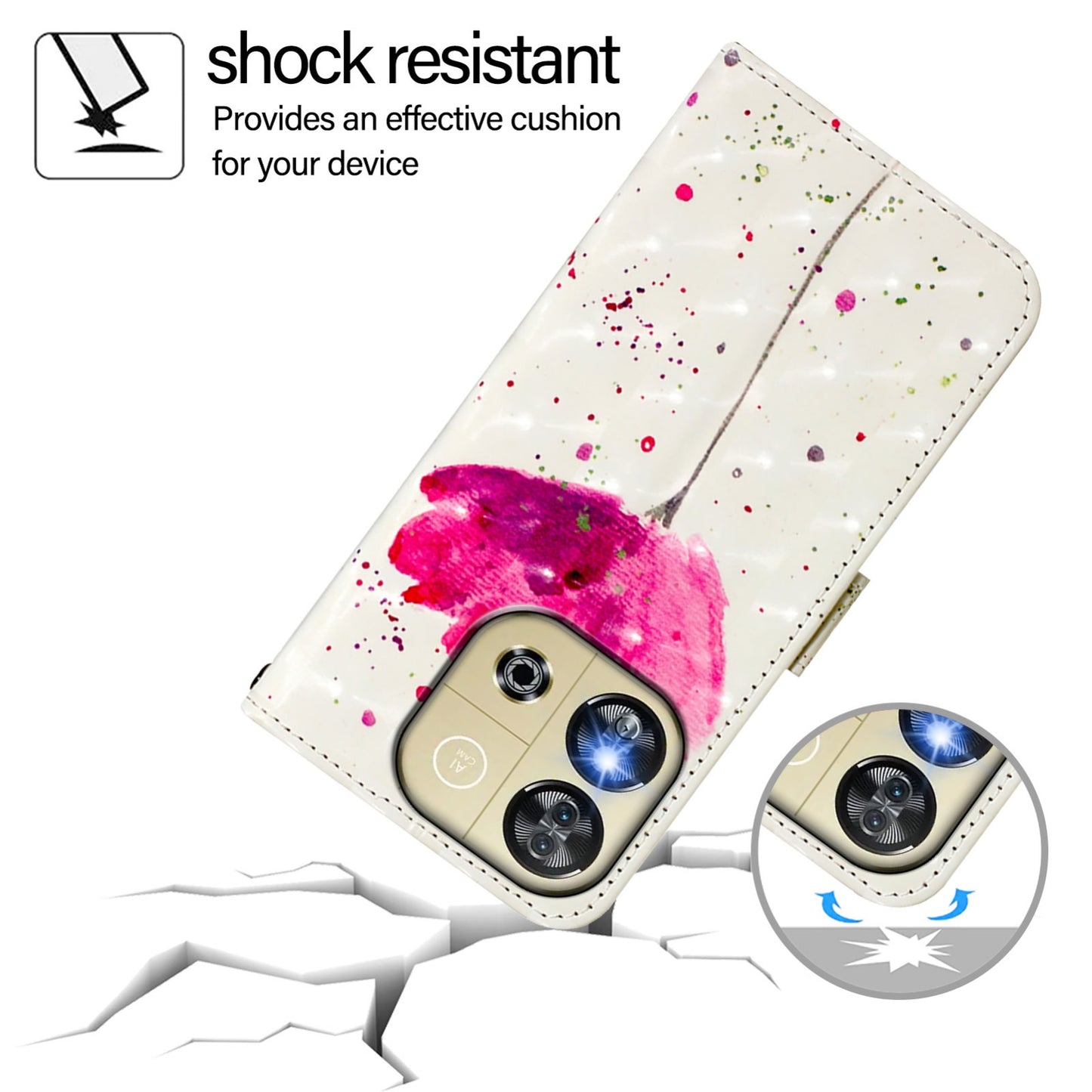 Oukitel C57s Leather Flip Phone Case with 3D Painted Design, Card Holder, Wallet & Stand Function - Durable Protection & Easy Access