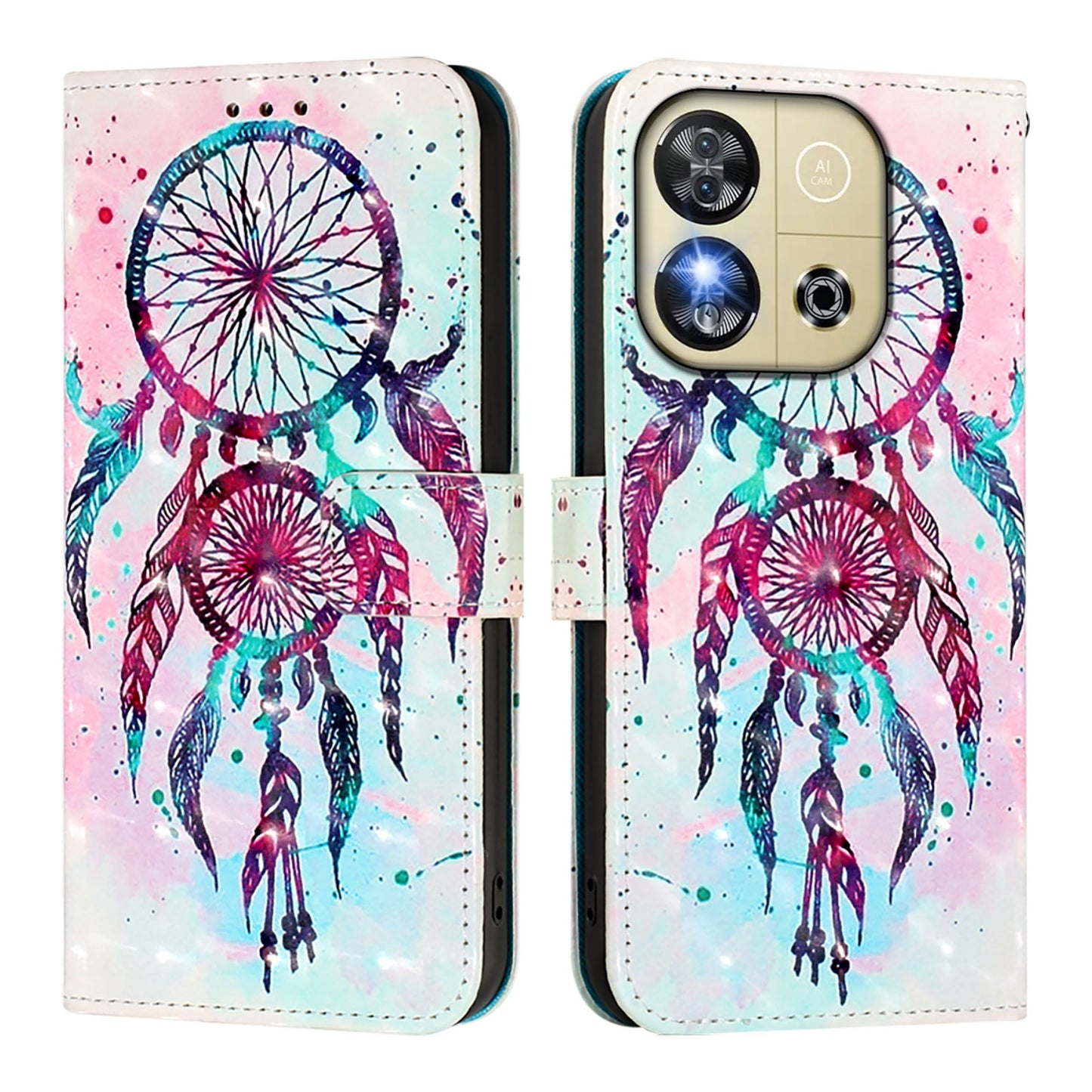 Oukitel C57s Leather Flip Phone Case with 3D Painted Design, Card Holder, Wallet & Stand Function - Durable Protection & Easy Access