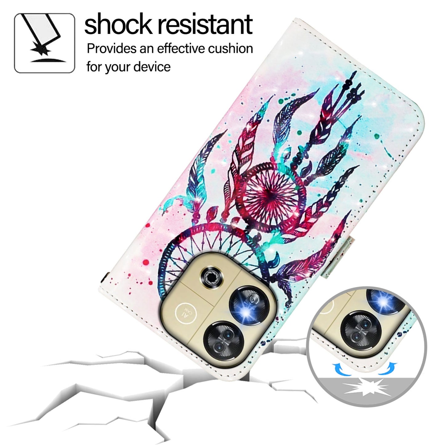 Oukitel C57s Leather Flip Phone Case with 3D Painted Design, Card Holder, Wallet & Stand Function - Durable Protection & Easy Access