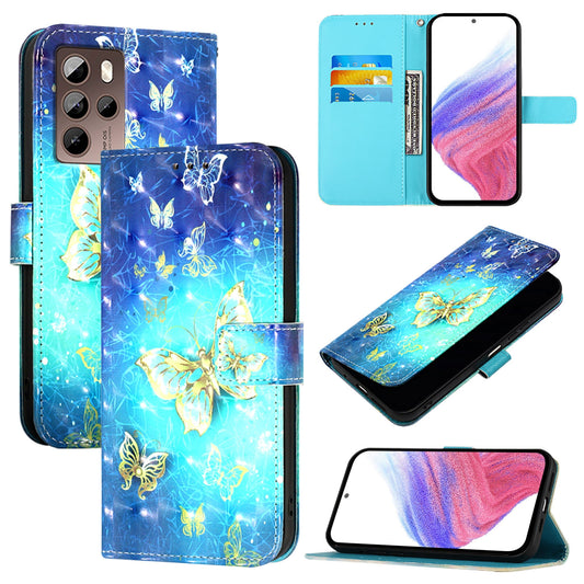 HTC U24 Pro Leather Flip Phone Case with 3D Painted Design, Card Holder, Wallet & Stand Function - Durable Protection & Easy Access