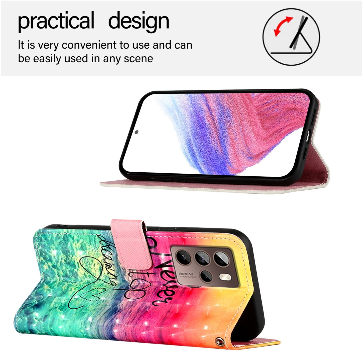 HTC U24 Pro Leather Flip Phone Case with 3D Painted Design, Card Holder, Wallet & Stand Function - Durable Protection & Easy Access