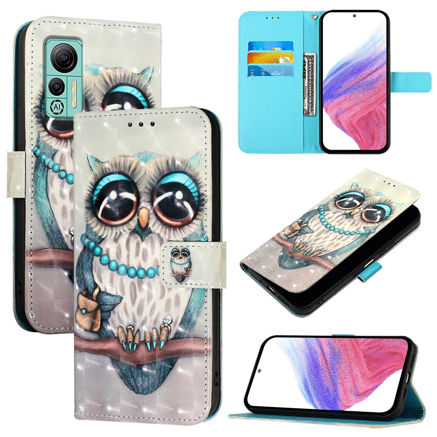 Ulefone Note 14 Leather Flip Phone Case with 3D Painted Design, Card Holder, Wallet & Stand Function - Durable Protection & Easy Access