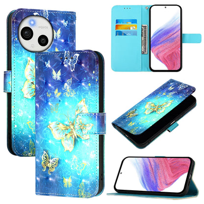 Sharp Aquos Sense9 Plus Leather Flip Phone Case with 3D Painted Design, Card Holder, Wallet & Stand Function - Durable Protection & Easy Access