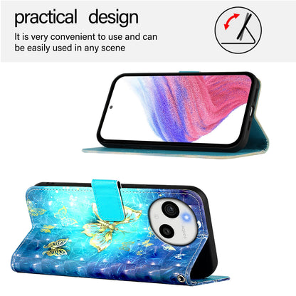 Sharp Aquos Sense9 Plus Leather Flip Phone Case with 3D Painted Design, Card Holder, Wallet & Stand Function - Durable Protection & Easy Access