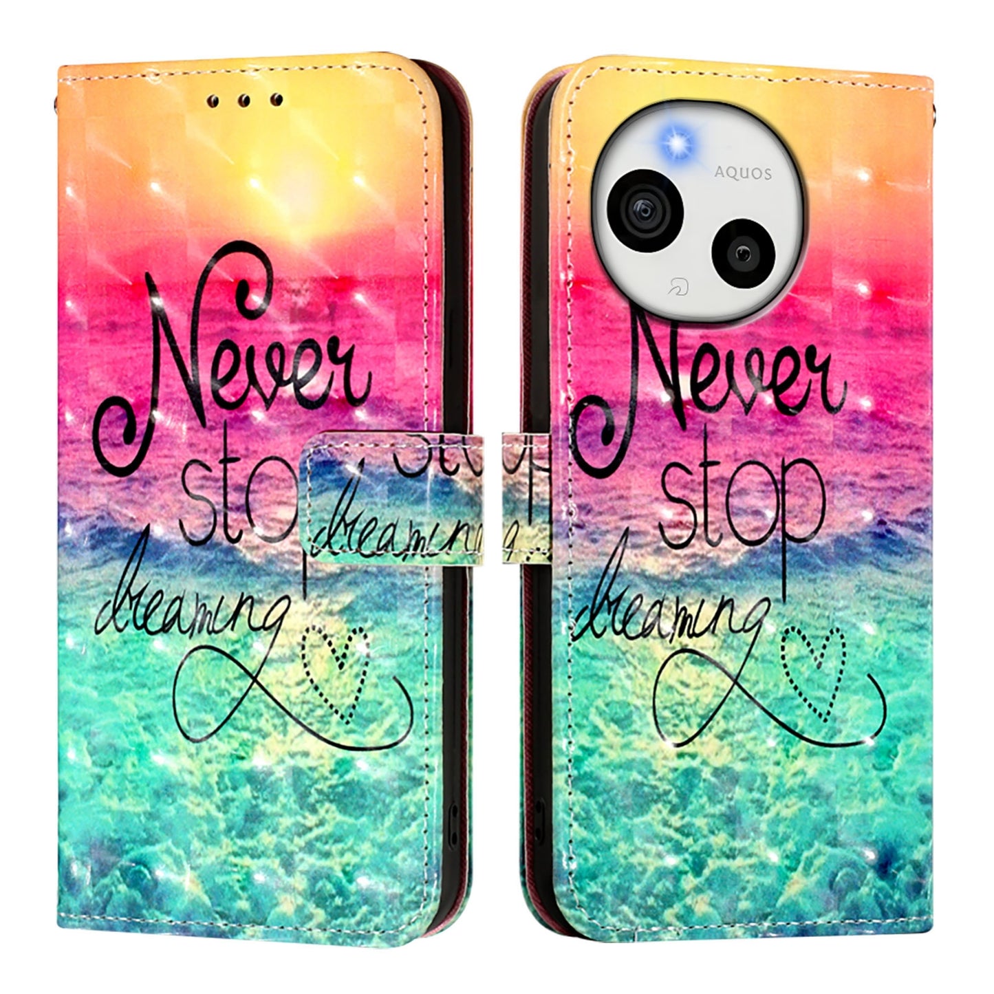 Sharp Aquos Sense9 Plus Leather Flip Phone Case with 3D Painted Design, Card Holder, Wallet & Stand Function - Durable Protection & Easy Access