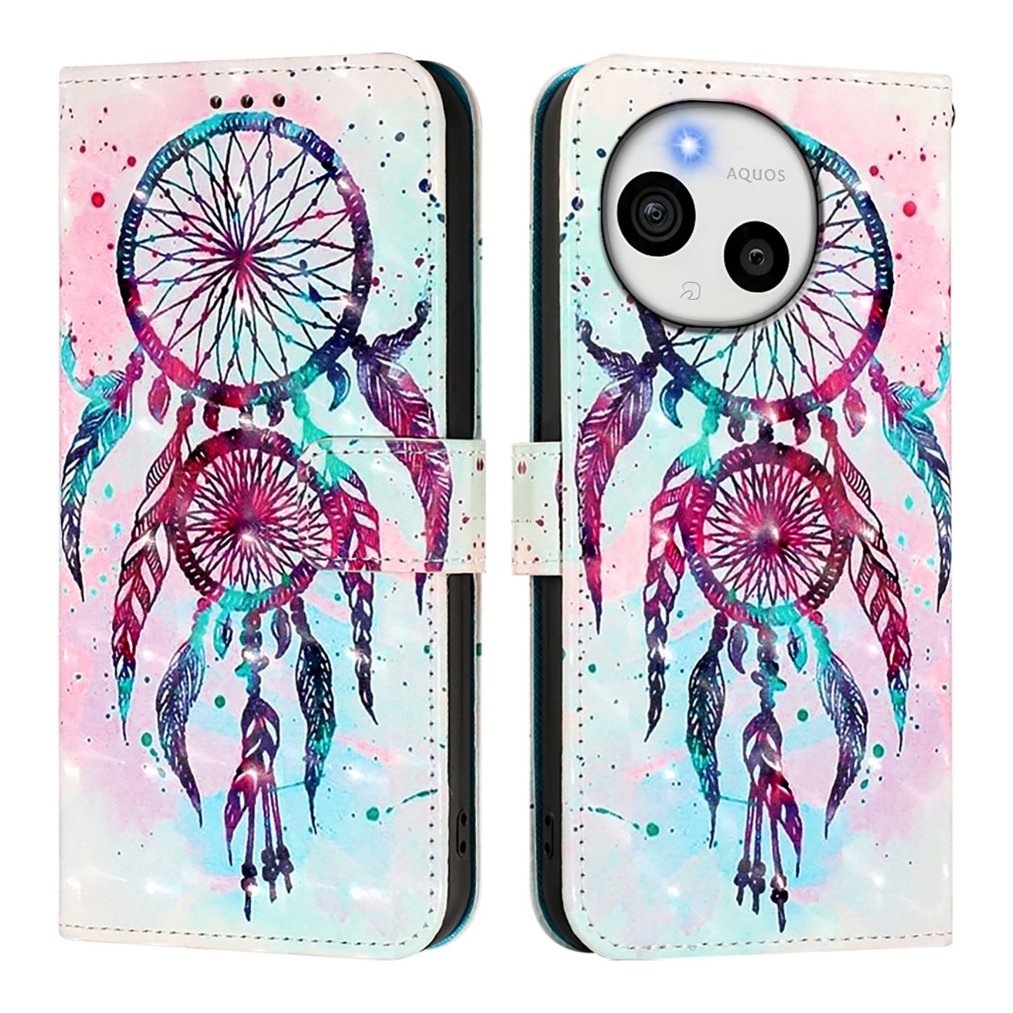 Sharp Aquos Sense9 Plus Leather Flip Phone Case with 3D Painted Design, Card Holder, Wallet & Stand Function - Durable Protection & Easy Access