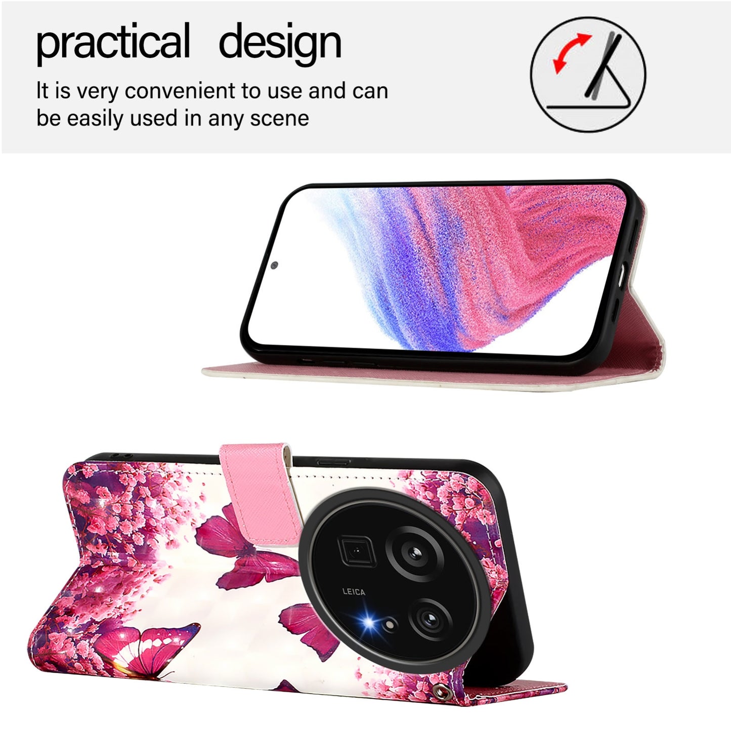 Sharp Aquos R9 Pro SH-54E Leather Flip Phone Case with 3D Painted Design, Card Holder, Wallet & Stand Function - Durable Protection & Easy Access