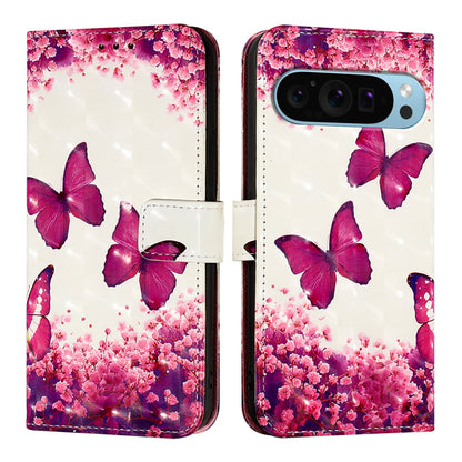 Google Pixel 9 Leather Flip Phone Case with 3D Painted Design, Card Holder, Wallet & Stand Function - Durable Protection & Easy Access