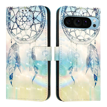Google Pixel 9 Leather Flip Phone Case with 3D Painted Design, Card Holder, Wallet & Stand Function - Durable Protection & Easy Access