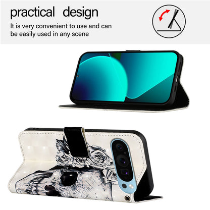 Google Pixel 9 Leather Flip Phone Case with 3D Painted Design, Card Holder, Wallet & Stand Function - Durable Protection & Easy Access