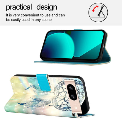 Google Pixel 8 Leather Flip Phone Case with 3D Painted Design, Card Holder, Wallet & Stand Function - Durable Protection & Easy Access