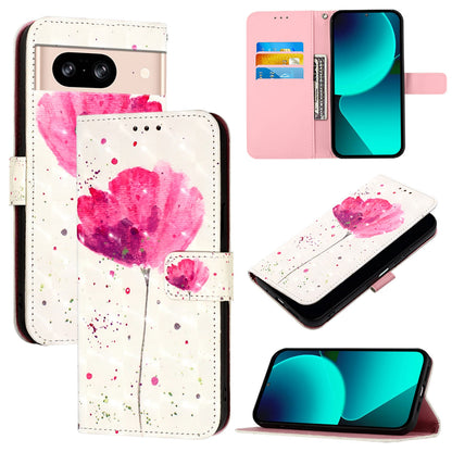 Google Pixel 8 Leather Flip Phone Case with 3D Painted Design, Card Holder, Wallet & Stand Function - Durable Protection & Easy Access