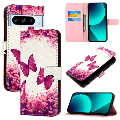 Google Pixel 8 Pro Leather Flip Phone Case with 3D Painted Design, Card Holder, Wallet & Stand Function - Durable Protection & Easy Access